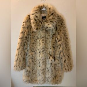 ASOS Faux Fur Coat in Cream and Brown